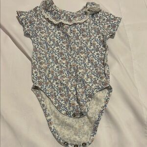 Floral Blue and White Kids One Piece
